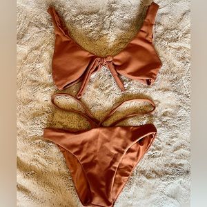 Mocha ribed bikini set